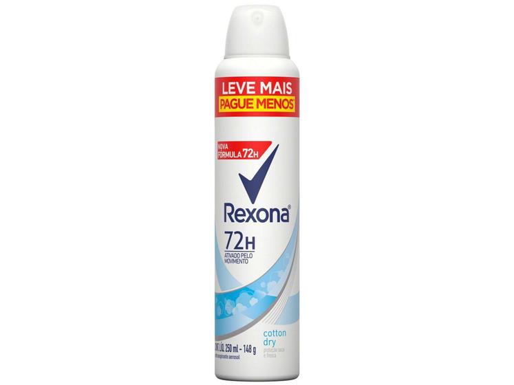 Imagem de Desodorante Antitranspirante Aerossol Rexona - Cotton Dry Feminino 72 Horas 250ml