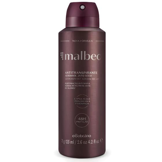 Imagem de Desodorante Antitranspirante Malbec 125ml 75g Aerossol Jato Seco Masculino Original Boticário 49362