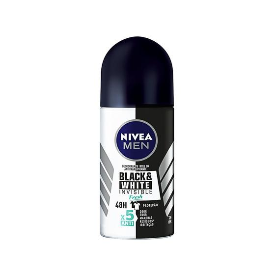 Imagem de Desodorante Antitranspirante Nivea Men Roll On Invisible Black & White Fresh 50ml