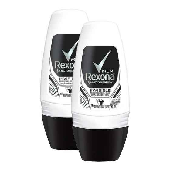 Imagem de Desodorante Antitranspirante Rexona Men Invisible Roll-on 50ml  Kit com duas unidades