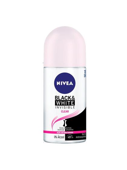Imagem de Desodorante Antitranspirante Roll-On Nivea Invisible Black & White Clear Feminino com 50ml