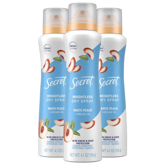 Imagem de Desodorante antitranspirante Secret Dry Spray Feminino 120mL x3