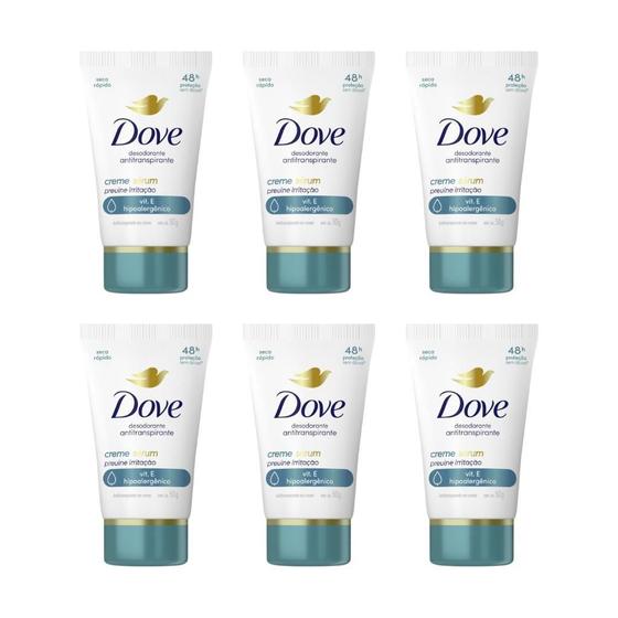 Imagem de Desodorante Creme Dove Fem Previne Irritaçao 50G - Kit C/6Un