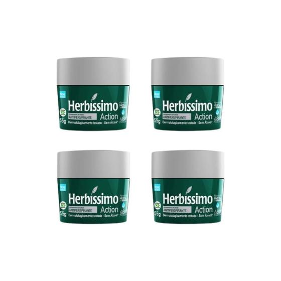 Imagem de Desodorante Creme Herbíssimo 55G Action - Kit Com 4Un