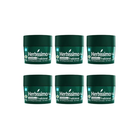 Imagem de Desodorante Creme Herbíssimo 55g Tradicional - Kit C/ 6un