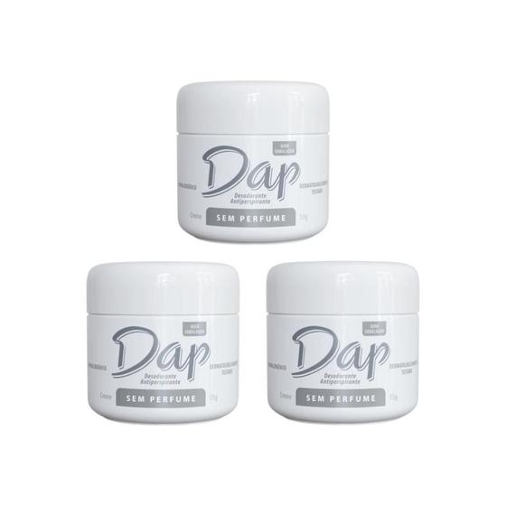 Imagem de Desodorante Dap Creme Pote Sem Perfume 55G - Kit Com 3Un