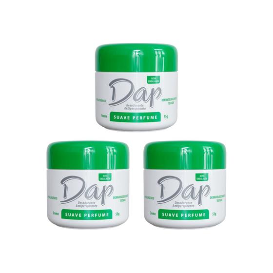 Imagem de Desodorante Dap Creme Pote Suave Perfume 55g - Kit C/ 3un