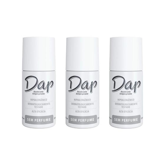 Imagem de Desodorante Dap Roll-On Sem Perfume 55Ml - Kit Com 3Un