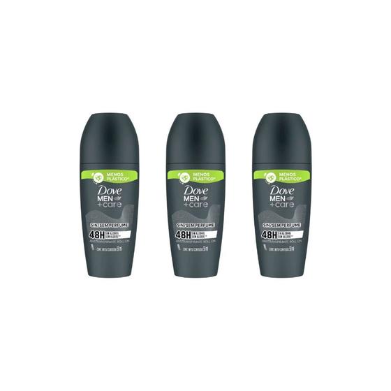 Imagem de Desodorante Dove Rollon Masc Sem Perfume 50ml - Kit C/ 3un