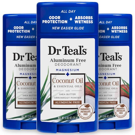 Imagem de Desodorante Dr. Teal's - Óleo de Coco Sem Alumínio - 80ml (Pack com 3)
