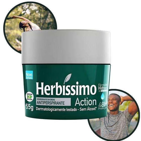 Imagem de Desodorante em Creme Antiperspirante Action Herbíssimo 55g