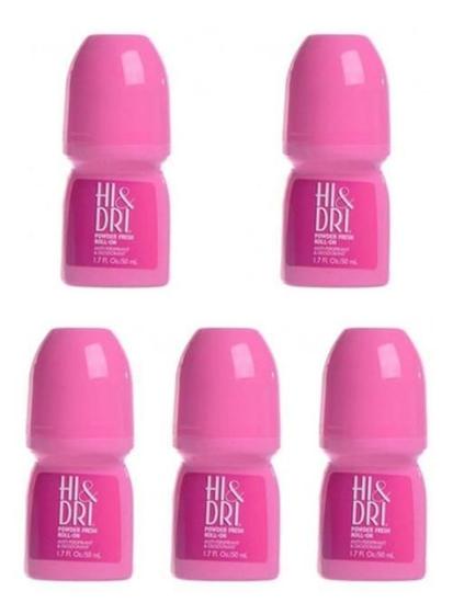 Imagem de Desodorante Hi & Dri Roll-On Powder Fresh 50Ml Kit Com 5 Pç.