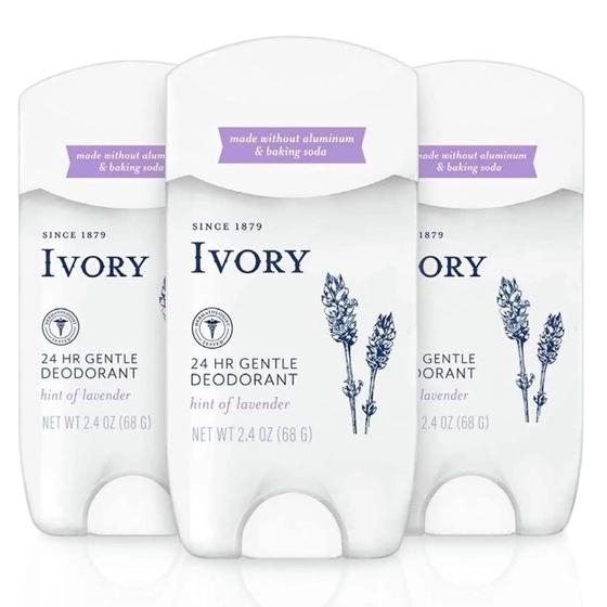 Imagem de Desodorante Ivory Gentle Hint of Lavender - 70ml (Kit com 3 Unidades)