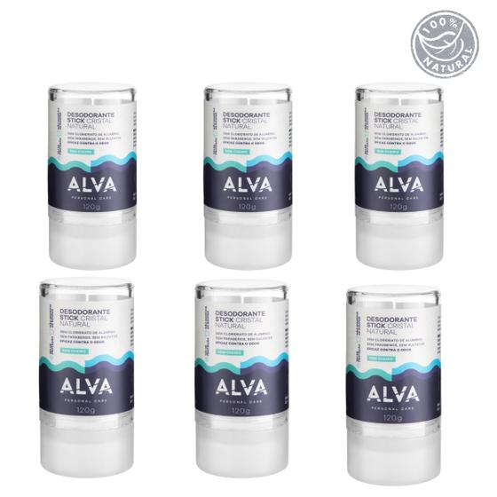 Imagem de Desodorante Natural Pedra Cristal Alva Alemanha Kit 6 unid 120g