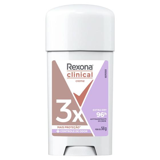 Imagem de Desodorante Rexona Clinical Creme Extra Dry Women Antitranspirante 96h Stick 58g