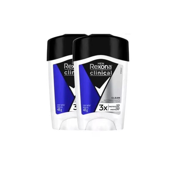 Imagem de Desodorante Rexona Creme Clinical 48G Masc Clean-Kit 2Un