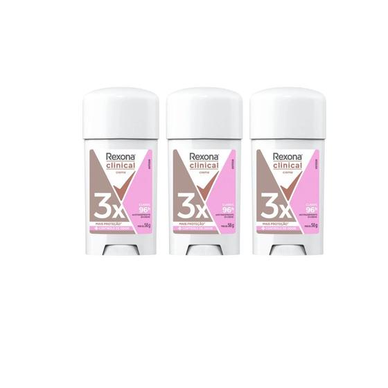 Desodorante Rexona Creme Clinical 58g Fem Classic Kit 3un Menor preço em Desodorante Rexona Creme Clinical 58g Fem Classic Kit 3un