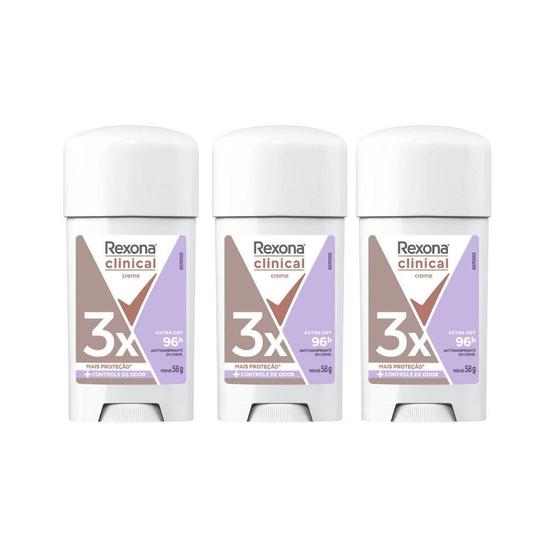 Imagem de Desodorante Rexona Creme Clinical 58G Fem Extra Dry Kit 3Un