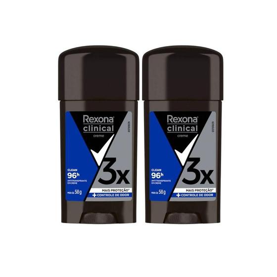 Imagem de Desodorante Rexona Creme Clinical 58G Masc Clean Kit Com 2Un