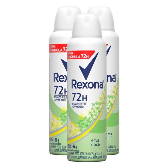 Imagem de Desodorante Rexona Erva Doce Aerosol Antitranspirante 48h 150ml  Kit com três unidades