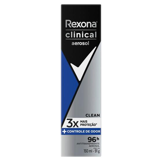 Imagem de Desodorante Rexona Men Clinical Clean Aerosol Antitranspirante 96h 150ml