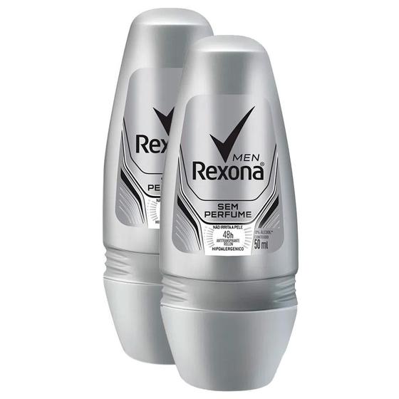Imagem de Desodorante Rexona Men Sem Perfume Roll-on Antitranspirante 48h 50ml  Kit com duas unidades
