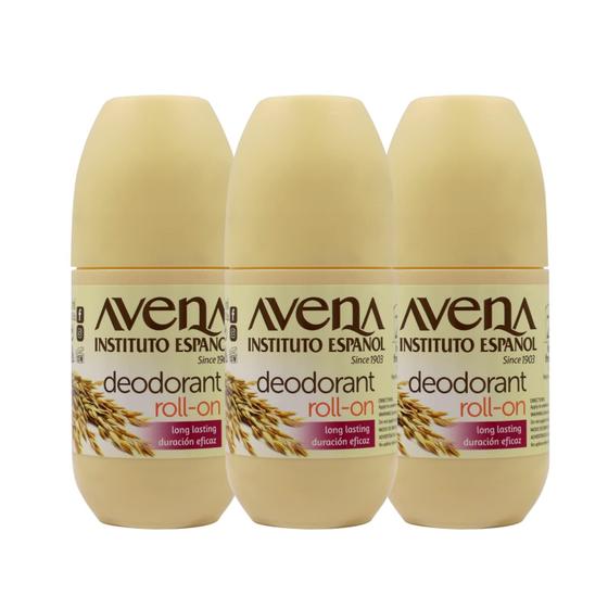 Imagem de Desodorante Roll-On Avena Instituto Español 75mL, pacote com 3