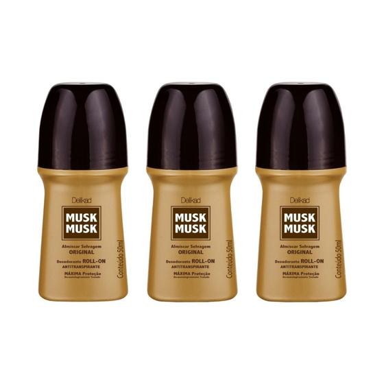 Imagem de Desodorante Roll-on Delikad 50ml Musk - Kit C/ 3un