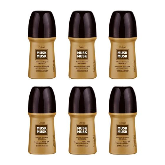 Imagem de Desodorante Roll-on Delikad 50ml Musk - Kit C/ 6un