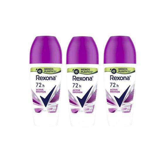 Imagem de Desodorante Roll-On Rexona 50Ml Fem Active Emotion - Kit 3Un