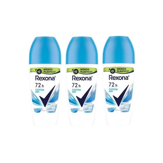 Imagem de Desodorante Roll-On Rexona 50Ml Feminino Cotton - Kit C/3Un