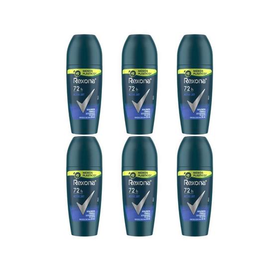 Imagem de Desodorante Roll-On Rexona 50Ml Masculino Active - Kit C/6Un