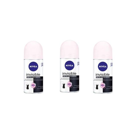 Imagem de Desodorante Rollon Nivea 50 Ml Fem Invisible Clear - Kit 3Un