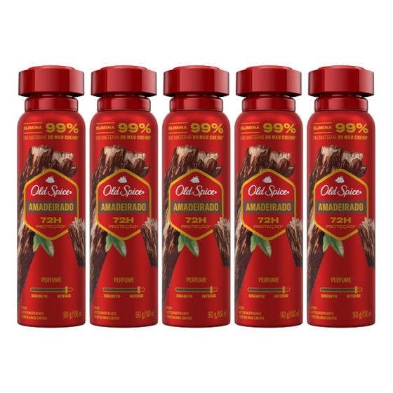 Imagem de Desodorante Spray Antitranspirante Old Spice Amadeirado 150ml/93g - 5 unidades