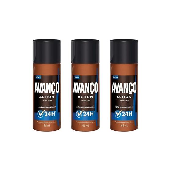 Imagem de Desodorante Spray Avanço 85Ml Action - Kit Com 3Un