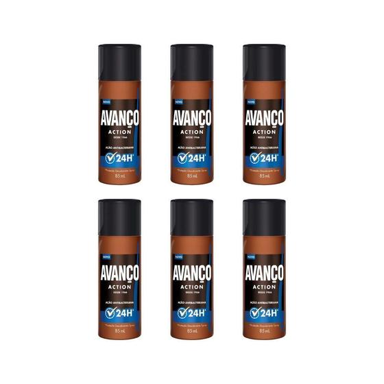 Imagem de Desodorante Spray Avanço 85Ml Action - Kit Com 6Un