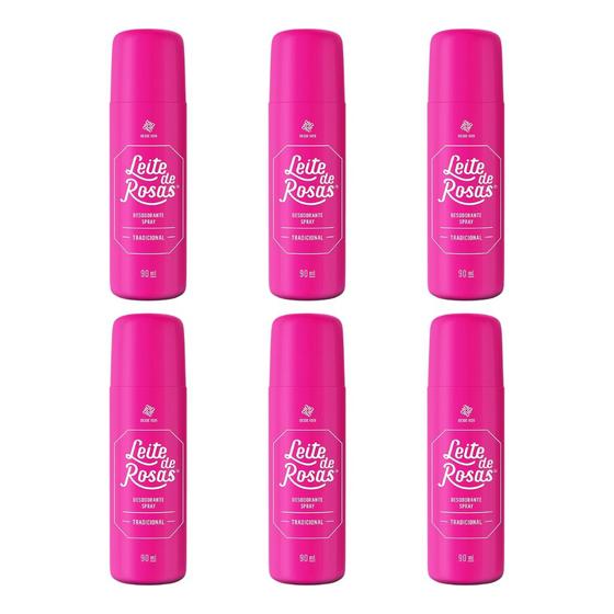 Imagem de Desodorante Spray Leite de Rosas 90ml - Kit C/ 6un