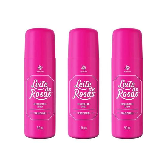 Imagem de Desodorante Spray Leite De Rosas 90Ml - Kit Com 3Un