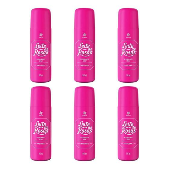 Imagem de Desodorante Spray Leite De Rosas 90Ml - Kit Com 6Un