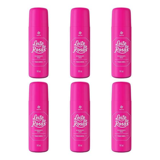 Imagem de Desodorante Spray Leite De Rosas 90Ml - Kit Com 6Un