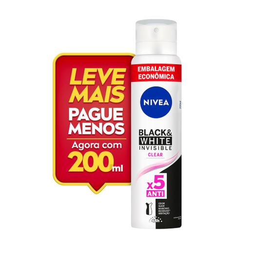 Imagem de Desodorante Spray Nivea Feminino Invisible Black White Clear 200ml