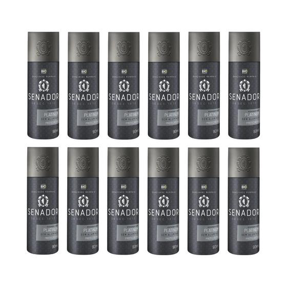 Imagem de Desodorante Spray Senador Platinum 90Ml - Kit Com 12Un