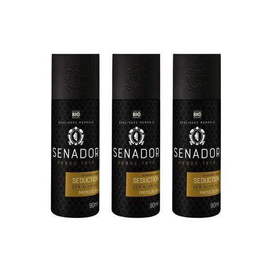 Imagem de Desodorante Spray Senador Seduction 90Ml - Kit Com 3Un