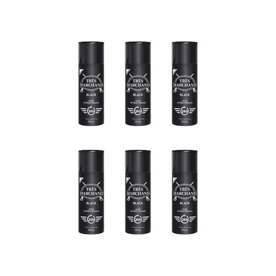 Imagem de Desodorante Spray Tres Marchand 100ml Black-Kit C/6un