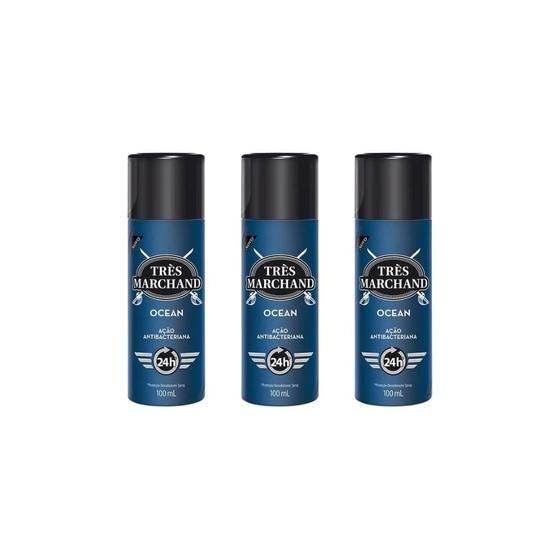 Imagem de Desodorante Spray Tres Marchand 100Ml Ocean-Kit C/3Un