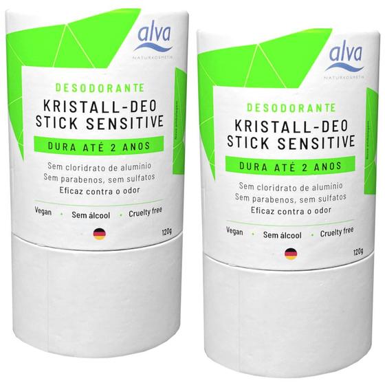 Imagem de Desodorante Stick Kristall Sensitivo Vegano Biodegradável 120g Kit com 2