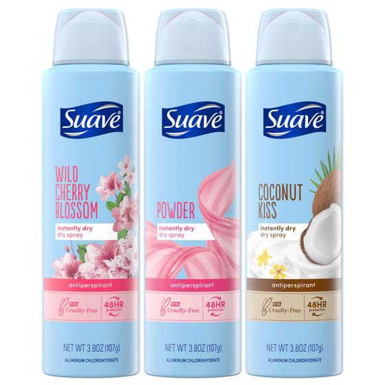Imagem de Desodorante Suave Dry Spray, antitranspirante feminino, 112 ml, pacote com 3