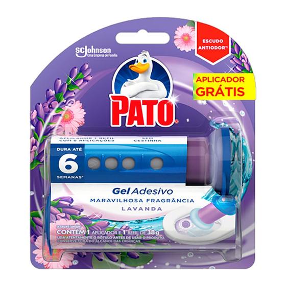 Imagem de Desodorizador Sanitário Pato Gel Adesivo Lavanda 38g Ganhe Aplicador