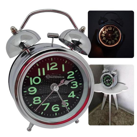 Imagem de Despertador com Charme Relógio Formato Retrô Com Iluminação e Sino ZB1003