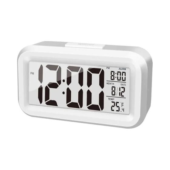 Imagem de Despertador Digital LED com Luz de Fundo, Snooze, Data, Hora e Calendário - Relógio de Mesa Multifuncional